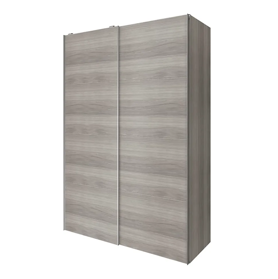 Armoire penderie portes coulissantes effet chêne grisé GoodHome Atomia H. 225 x L. 150 x P. 63,5 cm