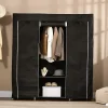 Armoire penderie toile - armoire tissu - 10 étagères, tringle - dim. 150 x 43 x 162,5 cm - noir