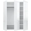 Armoire Placard à 4 portes ,coloris Blanc/Blanc haute brillance - Longueur 180 x Profondeur 57 x Hauteur 210 cm