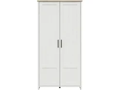 Armoire Placard à deux portes , coloris Blanc pin andersen/Chêne clair - Longueur 101,5 x Profondeur 57 x Hauteur 200,5 cm