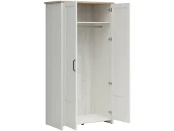 Armoire Placard à deux portes , coloris Blanc pin andersen/Chêne clair - Longueur 101,5 x Profondeur 57 x Hauteur 200,5 cm