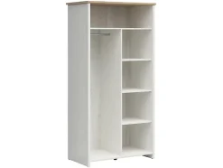 Armoire Placard à deux portes , coloris Blanc pin andersen/Chêne clair - Longueur 101,5 x Profondeur 57 x Hauteur 200,5 cm