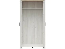 Armoire Placard à deux portes , coloris Blanc pin andersen/Chêne clair - Longueur 101,5 x Profondeur 57 x Hauteur 200,5 cm