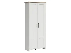 Armoire Placard à deux portes , coloris Blanc pin andersen/Chêne clair - Longueur 84,5 x Profondeur 36,5 x Hauteur 200,5 cm