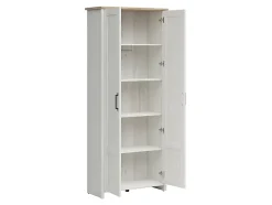 Armoire Placard à deux portes , coloris Blanc pin andersen/Chêne clair - Longueur 84,5 x Profondeur 36,5 x Hauteur 200,5 cm