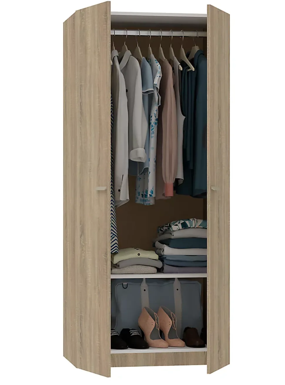 Armoire placard / meuble de rangement coloris cambrian - Hauteur 180 x Longueur 79 x Profondeur 52 cm