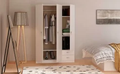 Armoire placard / meuble de rangement coloris blanc - Hauteur 180 x Longueur 120 x Profondeur 52 cm