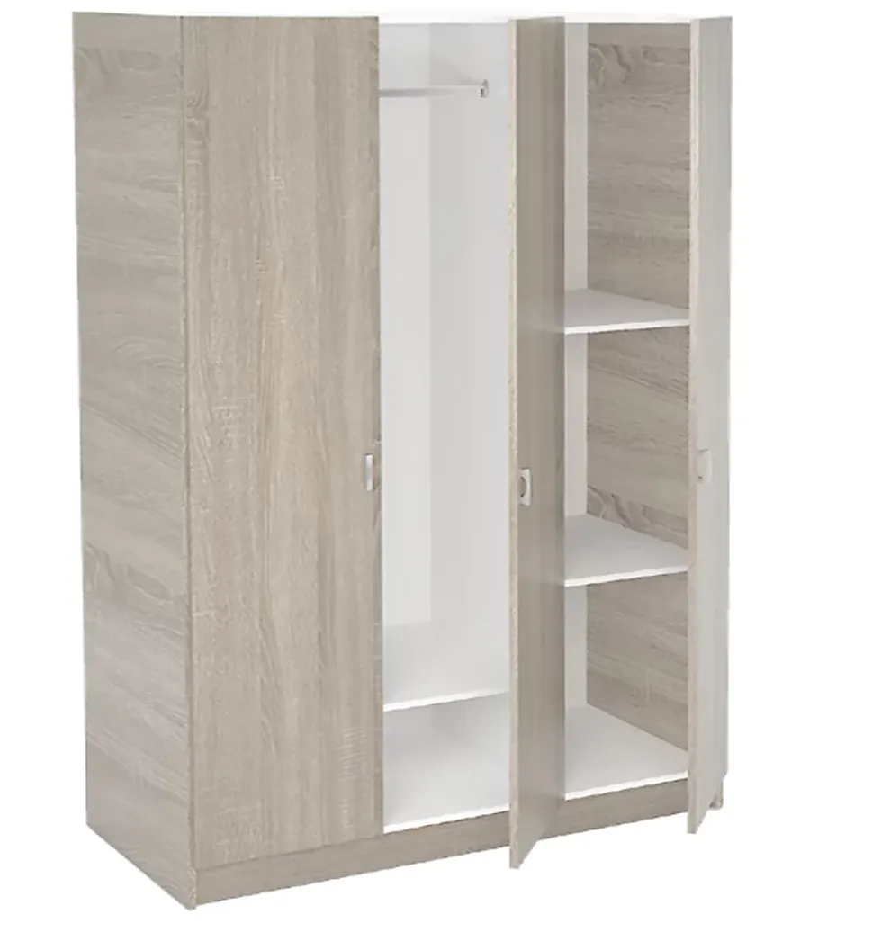 Armoire placard / meuble de rangement coloris Chêne Cortez - Hauteur 200 x Longueur 128.2 x Profondeur 52 cm