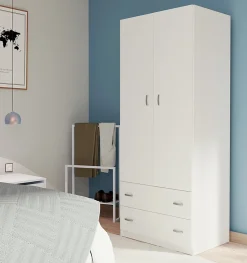 Armoire placard / meuble de rangement coloris Blanc brillant - Hauteur 180 x Longueur 74 x Profondeur 50 cm