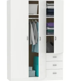 Armoire placard / meuble de rangement coloris blanc - Hauteur 180 x Longueur 120 x Profondeur 50 cm