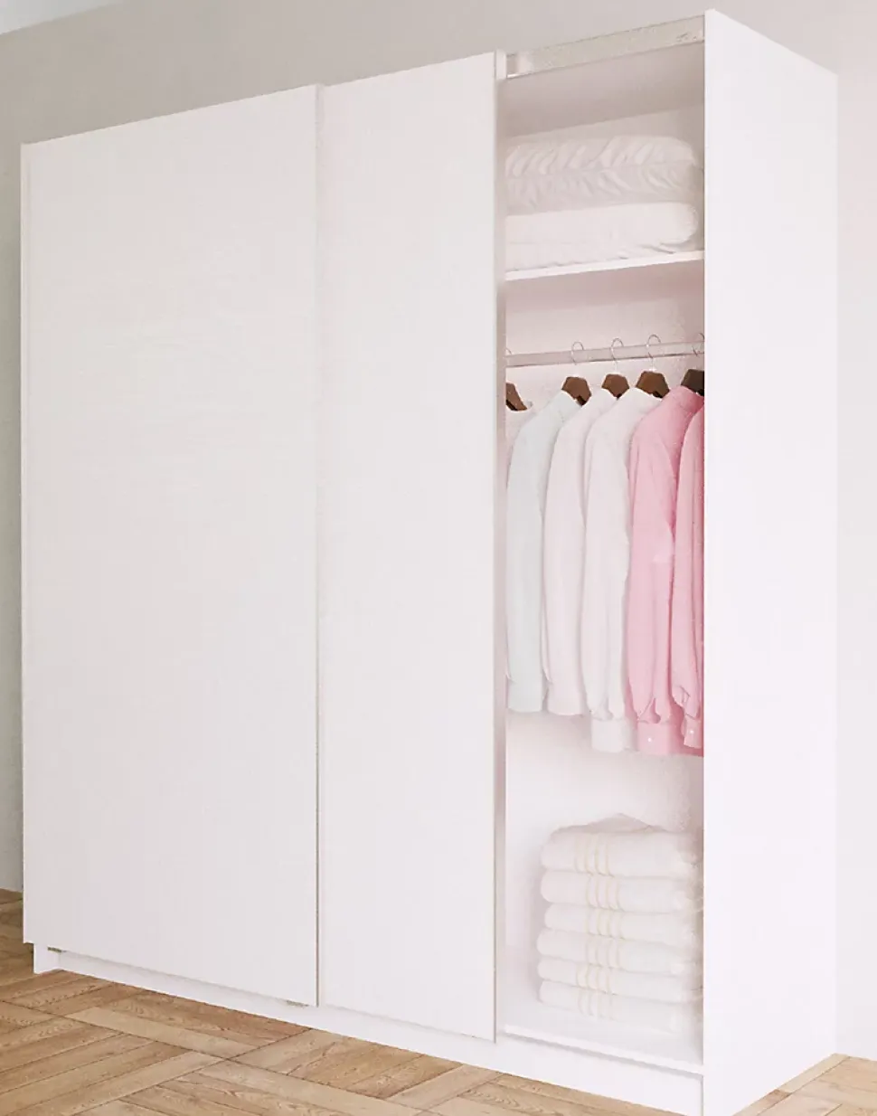 Armoire placard / meuble de rangement coloris blanc - Hauteur 200 x Longueur 180 x Profondeur 60 cm