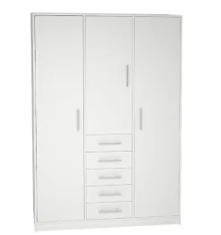 Armoire placard / meuble de rangement coloris blanc - Hauteur 200 x Longueur 130 x Profondeur 50 cm