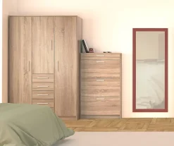 Armoire placard / meuble de rangement coloris Chêne Cortez - Hauteur 200 x Longueur 130 x Profondeur 50 cm