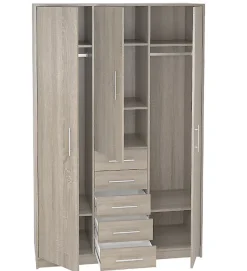 Armoire placard / meuble de rangement coloris Chêne Cortez - Hauteur 200 x Longueur 130 x Profondeur 50 cm