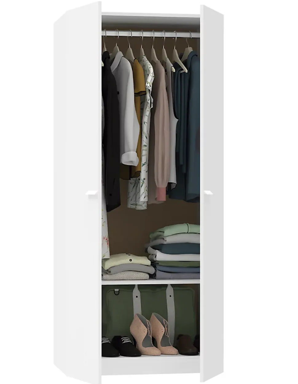 Armoire placard / meuble de rangement coloris blanc - Hauteur 180 x Longueur 79 x Profondeur 52 cm