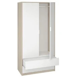 Armoire placard / meuble de rangement coloris chêne cortez / blanc - Longueur 100 x Hauteur 200 x Profondeur 50 cm