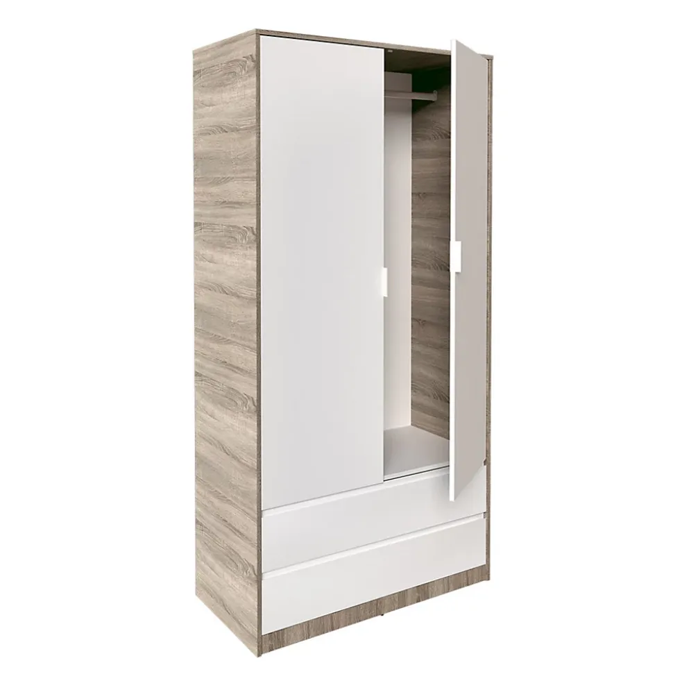 Armoire placard / meuble de rangement coloris chêne cortez / blanc - Longueur 100 x Hauteur 200 x Profondeur 50 cm