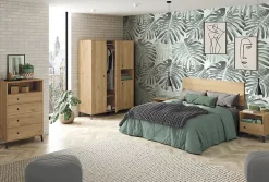 Armoire placard / meuble de rangement coloris chêne doré - Hauteur 200 x Longueur 150 x Profondeur 55 cm