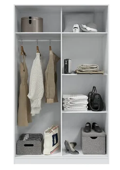 Armoire, placard avec 2 portes coloris blanc artic, ciment - longueur 120 x hauteur 200 x profondeur 50 cm