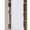 Armoire, placard avec 2 portes coloris chêne canadien, blanc artic - longueur 120 x hauteur 200 x profondeur 50 cm