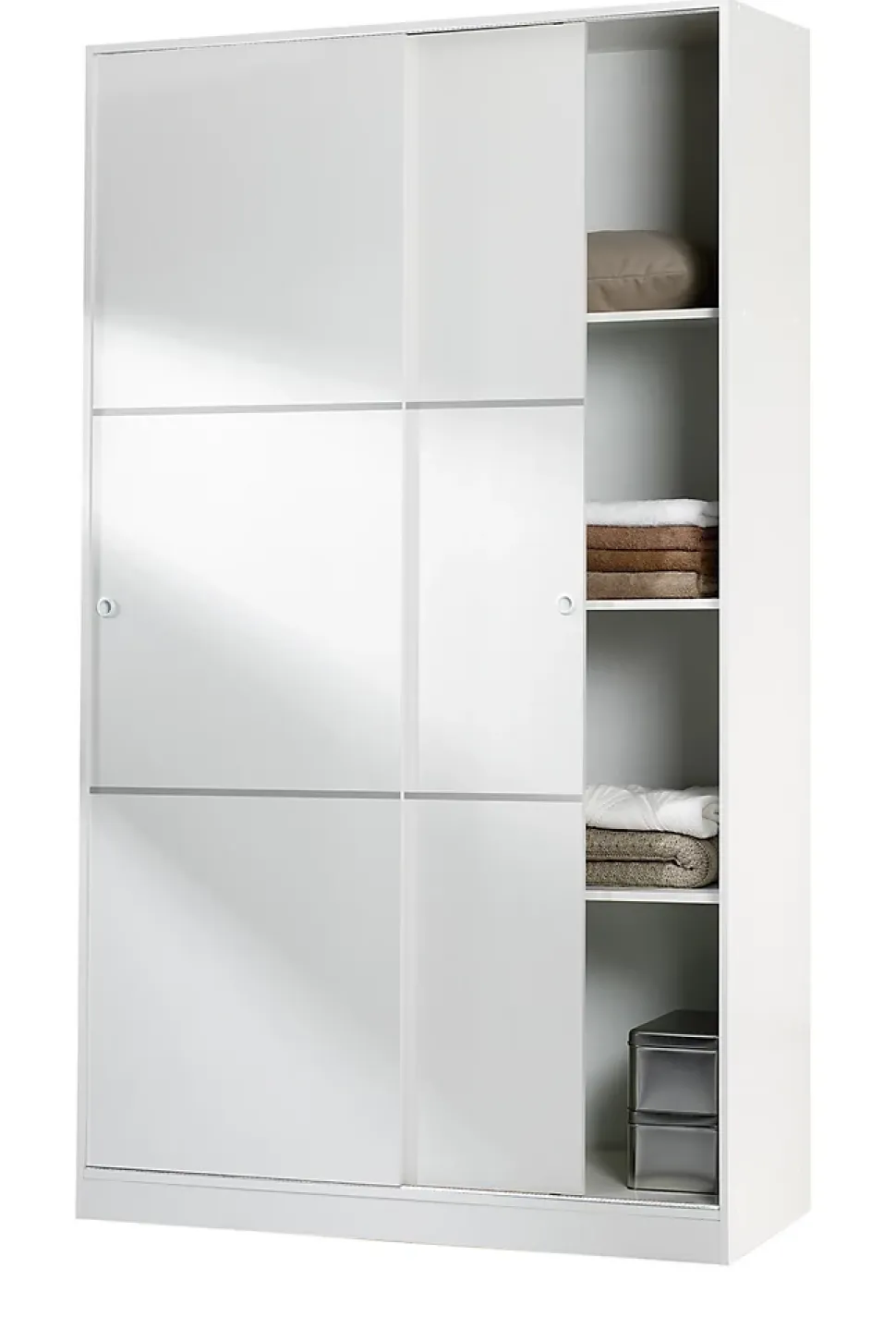 Armoire, placard avec 2 portes coulissantes coloris blanc brillant - longueur 120 x hauteur 200 x profondeur 50 cm