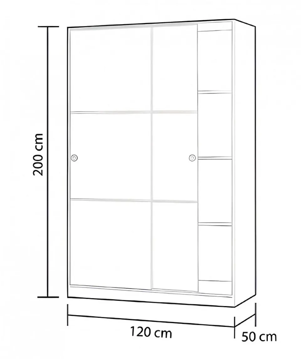 Armoire, placard avec 2 portes coulissantes coloris blanc brillant - longueur 120 x hauteur 200 x profondeur 50 cm