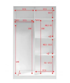 Armoire, placard avec 2 portes coulissantes coloris blanc brillant - longueur 120 x hauteur 200 x profondeur 50 cm