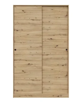 Armoire, placard avec 2 portes coulissantes coloris chêne nordique - longueur 120 x hauteur 200 x profondeur 50 cm