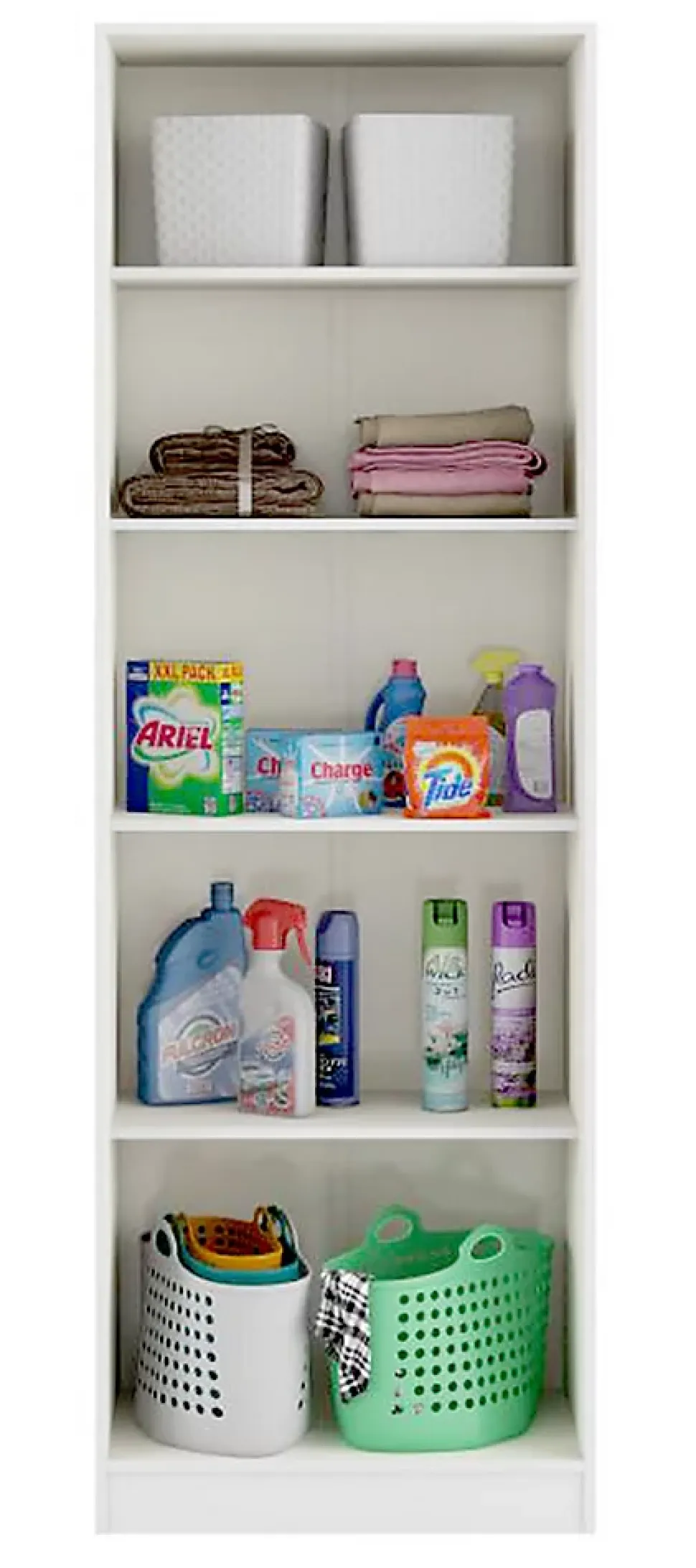 Armoire, placard de rangement avec 2 portes coloris blanc - longueur 56 x profondeur 34 x hauteur 169 cm