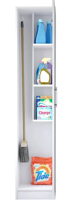 Armoire, placard de rangement avec 1 porte coloris blanc - longueur 35 x profondeur 32 x hauteur 170 cm
