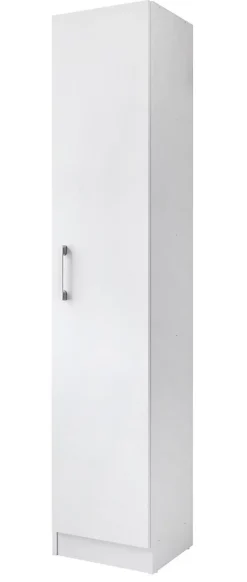 Armoire, placard de rangement avec 1 porte coloris blanc - longueur 35 x profondeur 32 x hauteur 170 cm