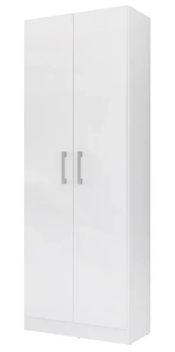 Armoire, placard de rangement avec 2 portes coloris blanc - longueur 61 x profondeur 32 x hauteur 170 cm