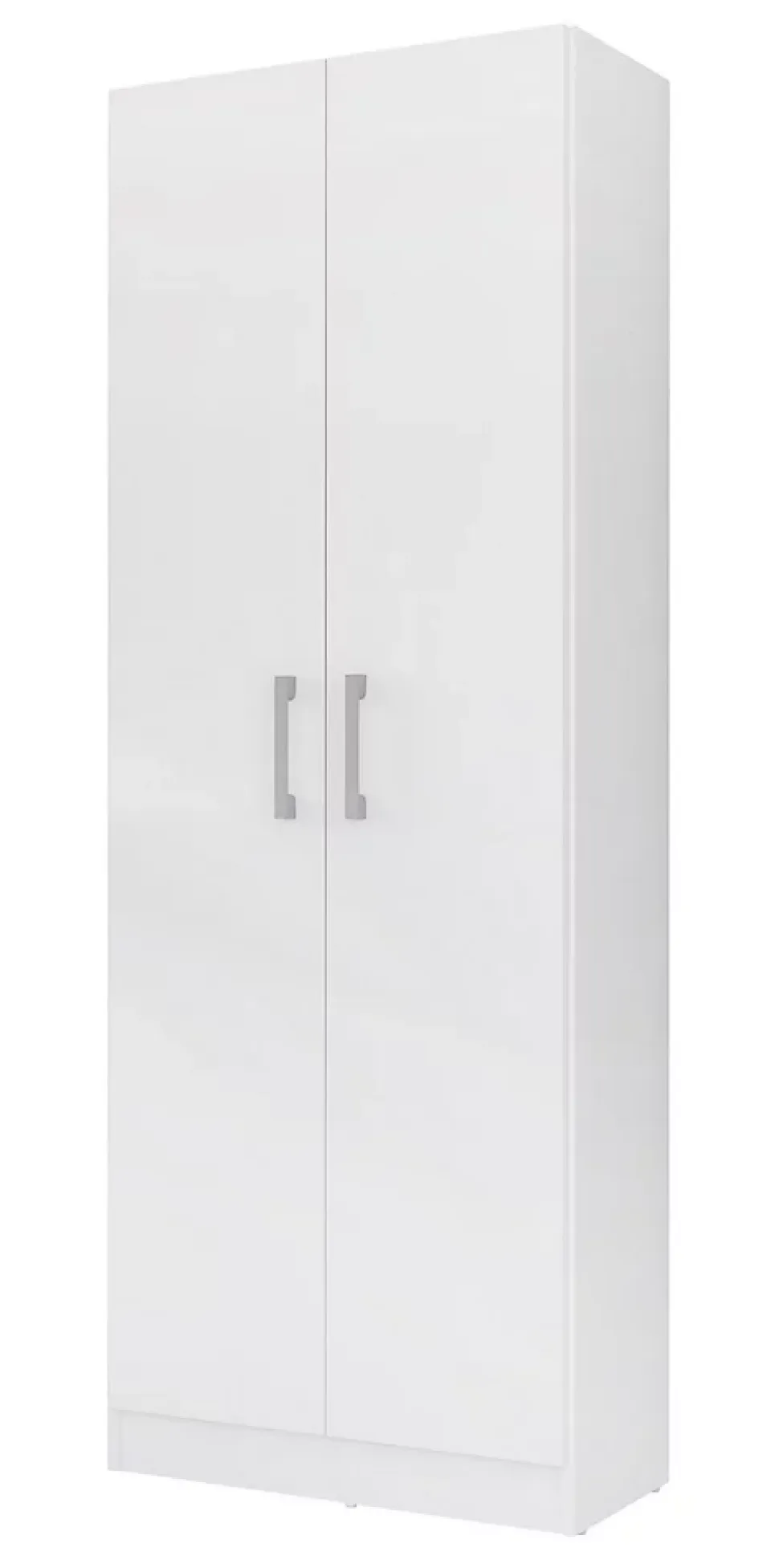 Armoire, placard de rangement avec 2 portes coloris blanc - longueur 61 x profondeur 32 x hauteur 170 cm