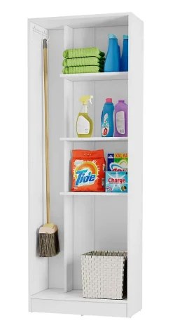 Armoire, placard de rangement avec 2 portes coloris blanc - longueur 61 x profondeur 32 x hauteur 170 cm