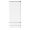 Armoire placard de rangement à deux portes avec 2 tiroirs, coloris Blanc/Blanc Mat - L. 90 x H. 200,5 x P. 55,5 cm