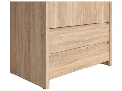 Armoire placard de rangement à deux portes avec 2 tiroirs, coloris chêne Sonoma - Longueur 90 x Hauteur 200,5 x Profondeur 55,5 cm