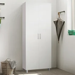 Armoire, placard de rangement avec 2 portes coloris blanc - longueur 72 x profondeur 41 x hauteur 187 cm