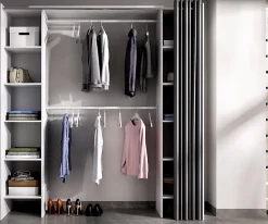Armoire placard extensible coloris blanc - Longueur 110-180 x Hauteur 205 x Profondeur 50 cm