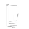 Armoire placard meuble de rangement coloris naturel - Longueur 81 x Hauteur 184 x Profondeur 52 cm
