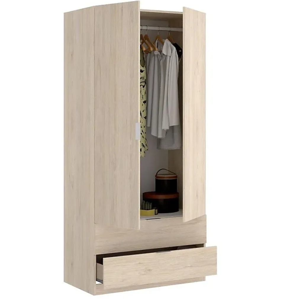 Armoire placard meuble de rangement coloris naturel - Longueur 81 x Hauteur 184 x Profondeur 52 cm