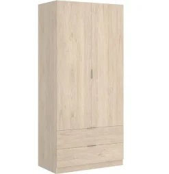 Armoire placard meuble de rangement coloris naturel - Longueur 81 x Hauteur 184 x Profondeur 52 cm