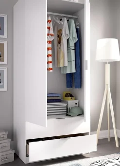 Armoire placard meuble de rangement coloris blanc - Longueur 81 x Hauteur 184 x Profondeur 52 cm