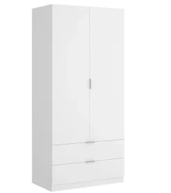 Armoire placard meuble de rangement coloris blanc - Longueur 81 x Hauteur 184 x Profondeur 52 cm