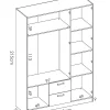 Armoire placard meuble de rangement coloris naturel - Longueur 150 x Profondeur 52 x Hauteur 215 cm