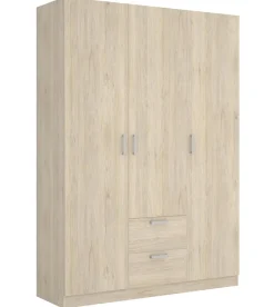 Armoire placard meuble de rangement coloris naturel - Longueur 150 x Profondeur 52 x Hauteur 215 cm
