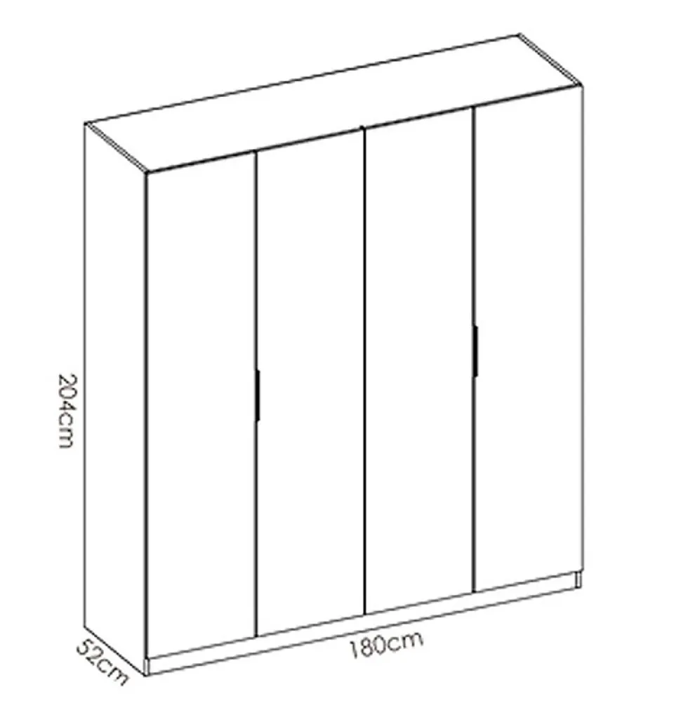 Armoire placard meuble de rangement coloris blanc brillant - Longueur 180 x Profondeur 52 x Hauteur 204 cm