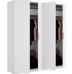 Armoire placard meuble de rangement coloris blanc brillant - Longueur 180 x Profondeur 52 x Hauteur 204 cm