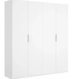Armoire placard meuble de rangement coloris blanc brillant - Longueur 180 x Profondeur 52 x Hauteur 204 cm