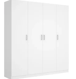 Armoire placard meuble de rangement coloris blanc - Longueur 200 x Profondeur 52 x Hauteur 215 cm