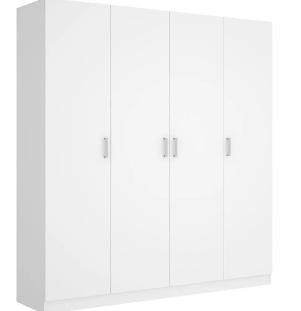 Armoire placard meuble de rangement coloris blanc - Longueur 200 x Profondeur 52 x Hauteur 215 cm